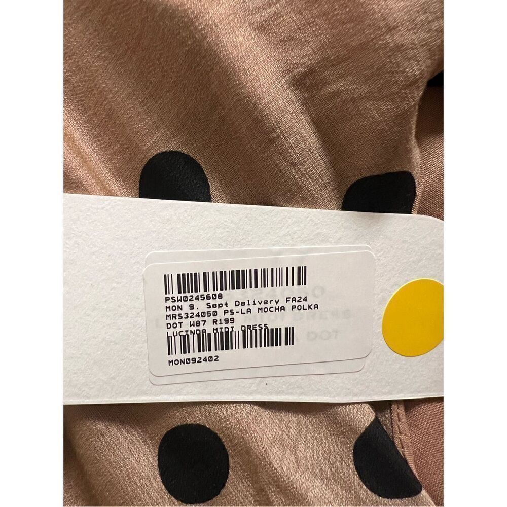 MON RENN LUCINDA MIDI DRESS IN MOCHA POLKA DOT size S NWT$199 - Picture 10 of 11